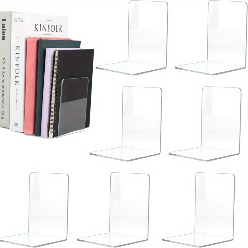 Aesthetic Bookend - Ensemble de serre-livres en acrylique transparent,