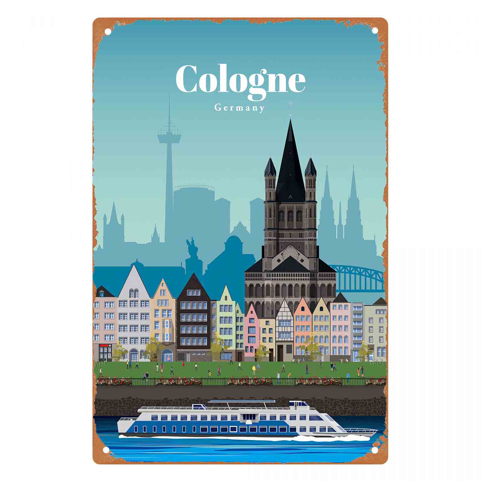 Germany Home Decor - Panneau mural en métal 2D plat,