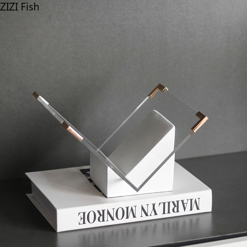 Aesthetic Bookend - Porte-revues en acrylique marbré, organisateur de