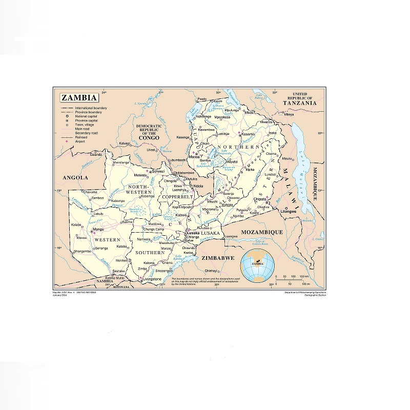 Carte de la Zambie, affiche su - Home Decor Zambia avis et prix