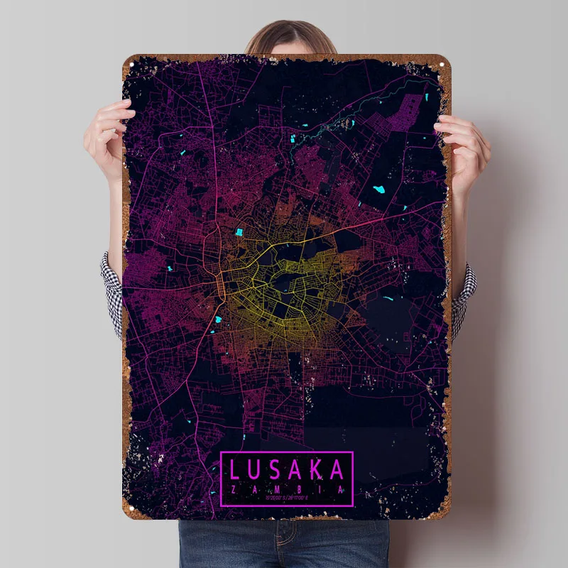 Affiche néon de la carte de la - Home Decor Zambia avis et prix
